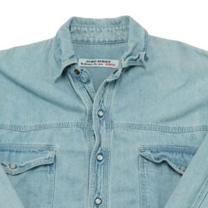 Pánská modrá džínová vintage košile značky Edwin s dlouhým rukávem z edice Euro Series Denim Blue Shirt