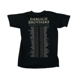 Pánské černé vintage tričko značky Fruit of the Loom s krátkým rukávem a potiskem Ehrlich Brothers z obou stran Black T-Shirt