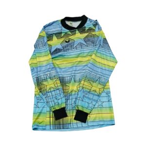 Fotbalový modro zelený vintage dres značky Erima s dlouhým rukávem Star Blue Green Vintage Football Soccer Jersey