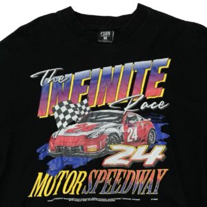 Pánské černé tričko značky FSBN s krátkým rukávem a potiskem The Infinite Race 24 Motor Speedway na přední straně Black T-Shirt
