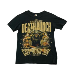 Pánské černé vintage tričko s krátkým rukávem a potiskem Five Fingers Death Punch na přední straně Black Vintage T-Shirt