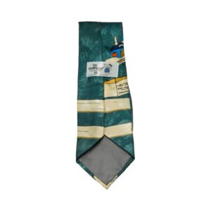 Tmavě zelená vintage kravata značky Flintstones s motivem Bedrock Bowling Green Tie