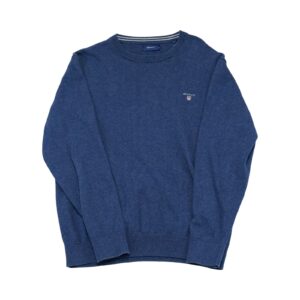 Pánský modrý svetr značky Gant s nášivkou loga na přední straně Blue Sweater