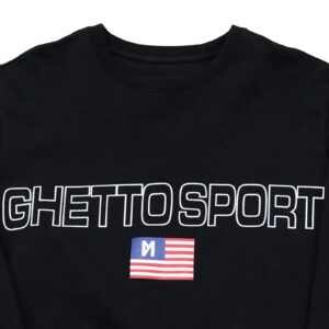 Pánský černý crewneck značky Maskulin s potiskem Ghetto Sport na přední straně Black Crewneck