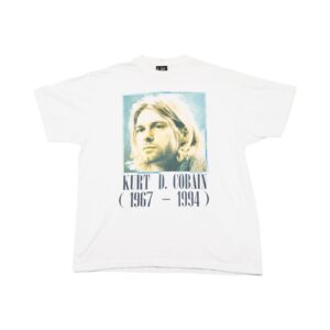 Pánské bílé tričko značky Giant s krátkým rukávem a potiskem Kurt Cobain z obou stran White Vintage T-Shirt