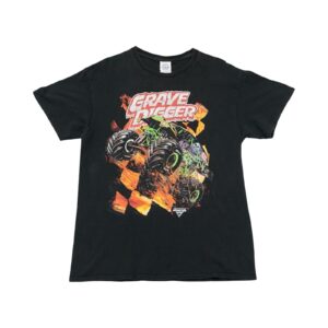 Pánské černé vintage tričko značky Delta Pro Weight s krátkým rukávem a potiskem Grave Digger na přední straně Black T-Shirt