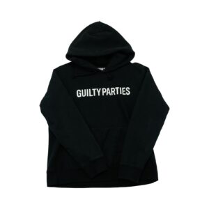 Pánská černá mikina s kapucí značky The Guilty Parties s potiskem na přední straně Black Hoodie
