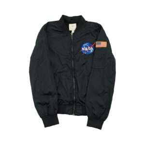 Pánská černá bomber bunda značky H&M s motivem NASA Black Bomber Jacket