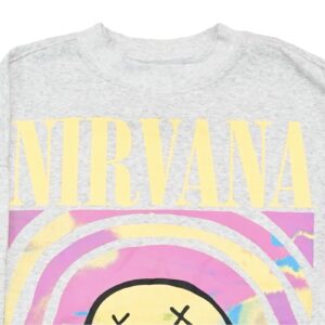 Pánský šedý crewneck značky H&M s potiskem Nirvana na přední straně Grey Crewneck