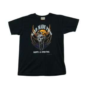 Pánské černé vintage tričko s krátkým rukávem a potiskem Hand Made Pipes na přední straně Black Vintage T-Shirt