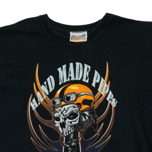 Pánské černé vintage tričko s krátkým rukávem a potiskem Hand Made Pipes na přední straně Black Vintage T-Shirt