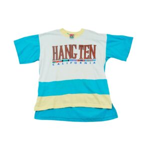 Pánské modro bílé vintage tričko značky Hang Ten s potiskem na přední straně Hang Ten California Vintage T-Shirt