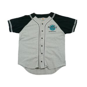 Pánské šedé tričko značky Hard Rock Cafe s krátkým rukávem a nášivkou loga na prsu.Hard Rock Cafe Washington D.C. Grey Vintage T-Shirt