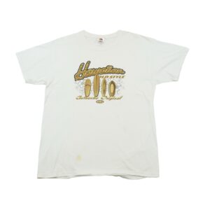 Pánské bílé vintage tričko značky Fruit of the Loom s krátkým rukávem a potiskem Hawaiian Old Style na přední straně White Vintage T-Shirt