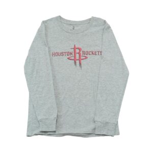 Dětské šedé tričko značky Fanatics s dlouhým rukávem a motivem amerického basketbalového NBA týmu Houston Rockets Grey Kids Longsleeve T-Shirt