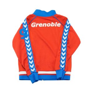 Dámská červená tracksuit mikina značky Hummel s motivem Grenoble France a nášivkou z obou stran a rukávu Red Tracksuit