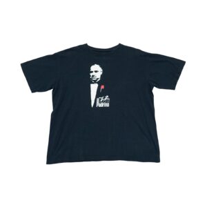 Pánské černé vintage tričko s krátkým rukávem a potiskem Il Padrino na přední straně Black T-Shirt