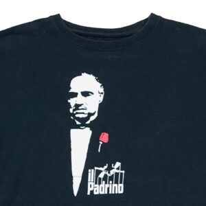 Pánské černé vintage tričko s krátkým rukávem a potiskem Il Padrino na přední straně Black T-Shirt