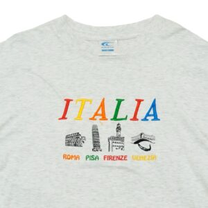 Pánské šedé vintage tričko s krátkým rukávem a nášivkou Italia na přední straně Grey Vintage T-Shirt
