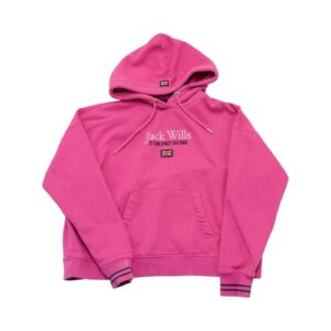 Dámská růžová mikina s kapucí značky Jack Wills s nášivkou na přední straně Pink Women Hoodie Sweatshirt