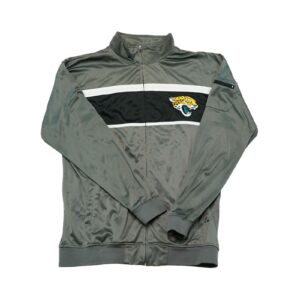 Pánská šedá tracksuit mikina s motivem amerického fotbalového NFL týmu Jacksonville Jaguars a nášivkou z obou stran Grey Tracksuit Sweatshirt