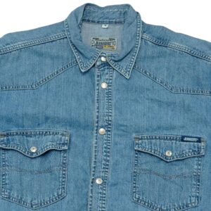 Pánská modrá džínová vintage košile značky Jeanagers s krátkým rukávem Denim Shirt