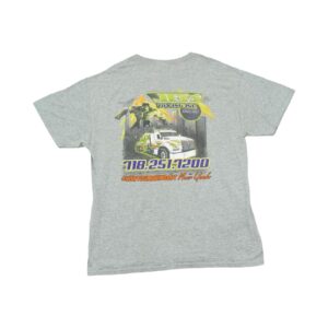 Pánské šedé vintage tričko značky Jerzees s krátkým rukávem a potiskem Jets Towing Hulk z obou stran Grey Vintage T-Shirt