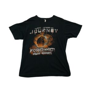 Pánské černé vintage tričko značky Anvil s krátkým rukávem a potiskem Journey Foreigner Night Ranger Tour 2011 z obou stran Black Vintage T-Shirt