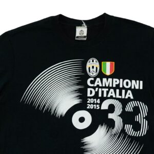 Pánské černé fotbalové tričko s krátkým rukávem a potiskem Juventus Italian Champions 2014/2015 na přední straně Black T-Shirt