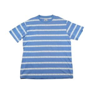 Pánské modré pruhované tričko značky Karl Kani s krátkým rukávem a potiskem z obou stran Blue Striped Jersey