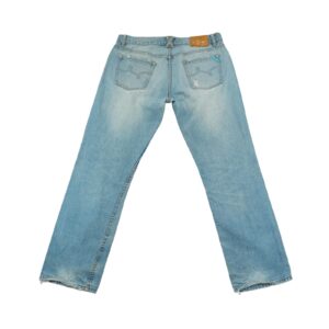 Pánské světle modré vintage džíny značky LRG s dírama na přední straně.. LRG Light Blue Jeans