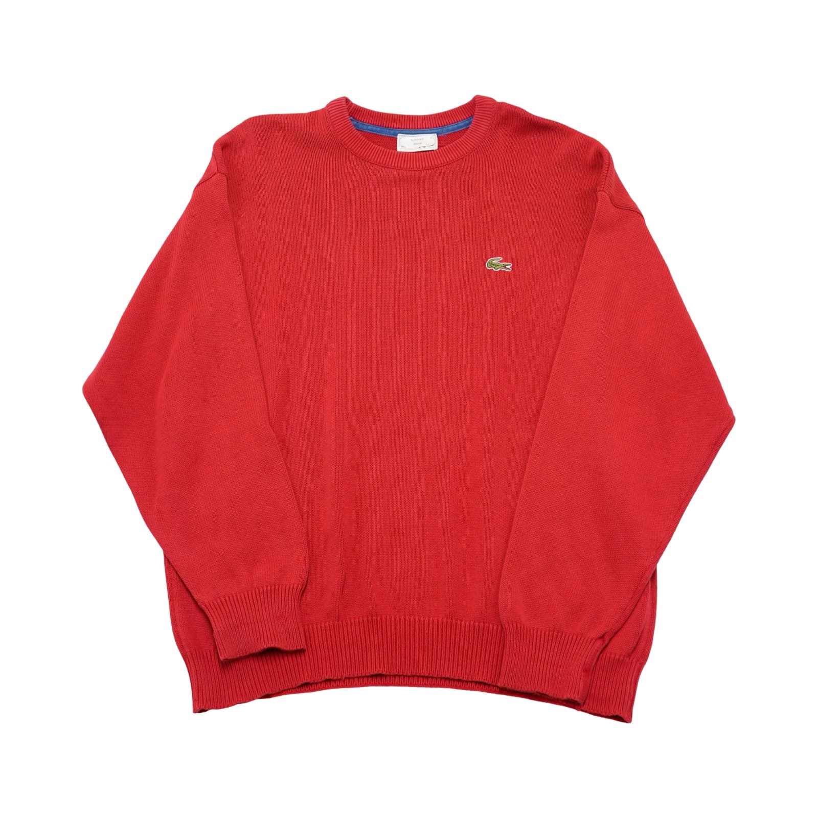 Pánský červený vintage svetr značky Lacoste s nášivkou na přední straně Red Sweater