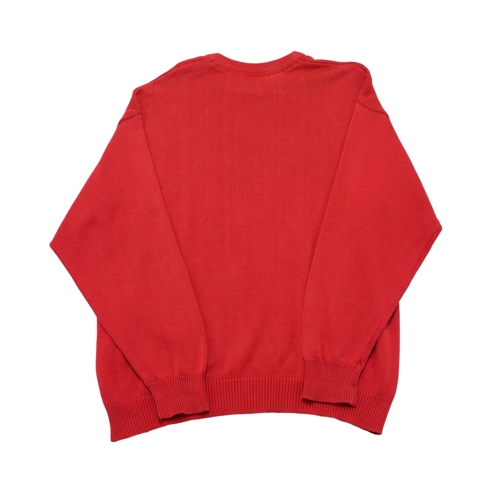 Pánský červený vintage svetr značky Lacoste s nášivkou na přední straně Red Sweater