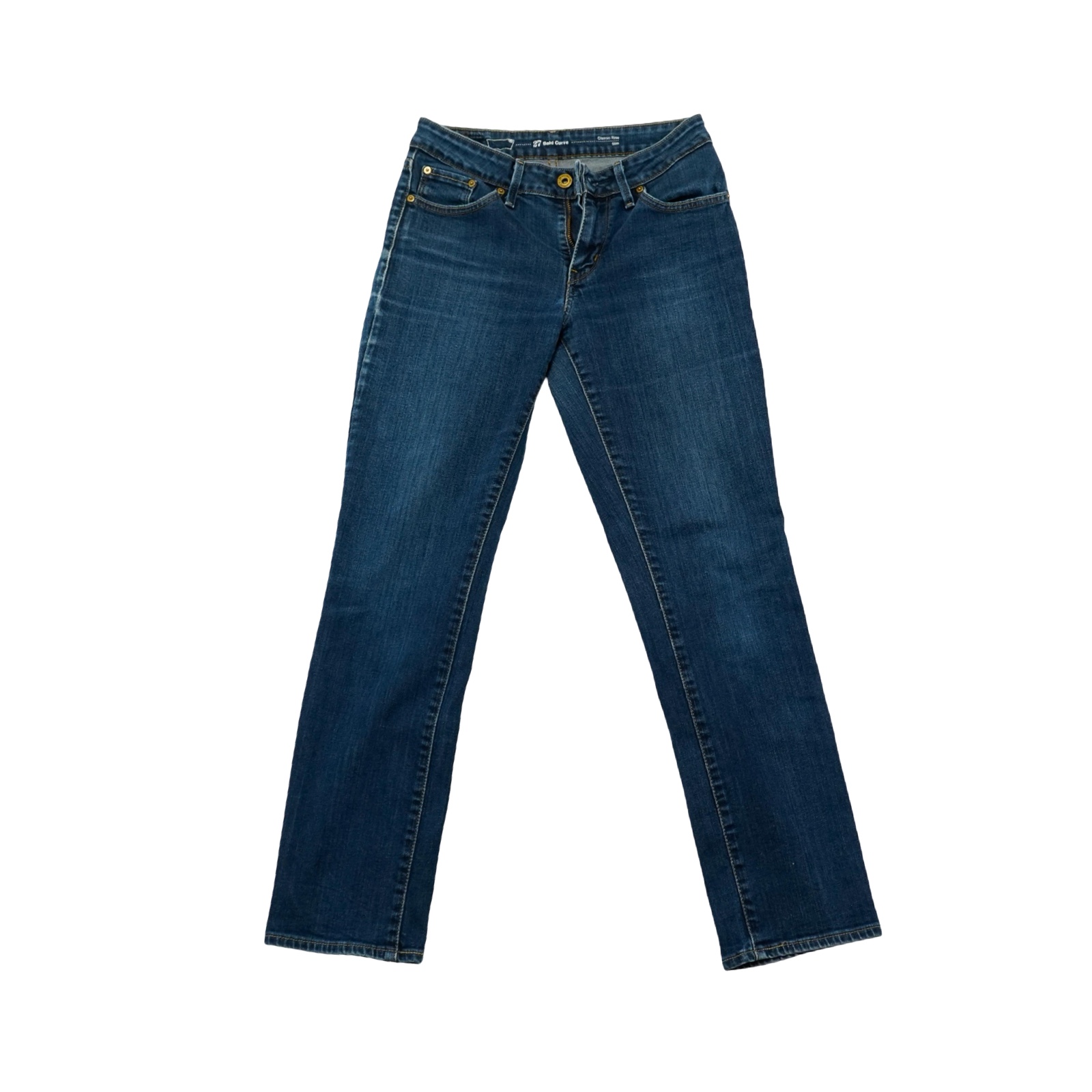 Dámské modré džíny značky Levis s nášivkou na zadní straně.. Levis 27 Blue Jeans