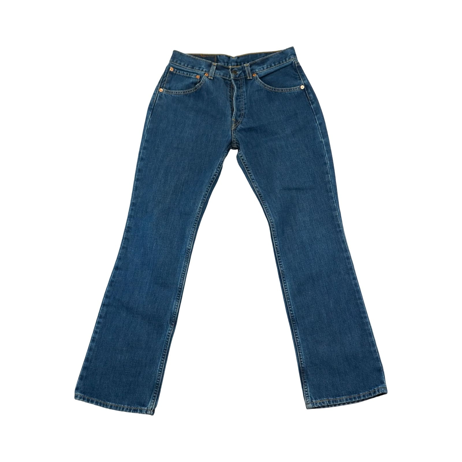 Pánské tmavě modré vintage džíny značky Levi's - typ 535 04 s nášivkou na zadní straně.. Levis 535 04 Jeans