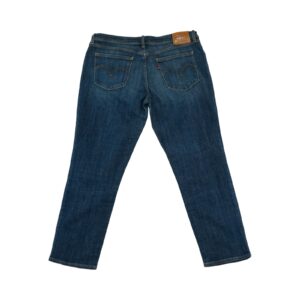 Pánské tmavě modré džíny značky Levi's s nášivkou na zadní straně.. Levis Dark Blue Jeans