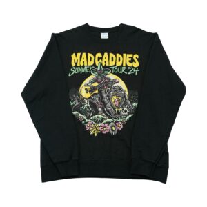 Pánský černý crewneck značky Port & Company s potiskem lapely Mad Caddies na přední straně.. Mad Caddies Black Crewneck