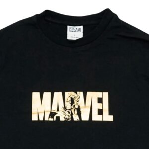 Marvel Gold Black T-Shirt. Pánské černé tričko s potiskem značky Marvel