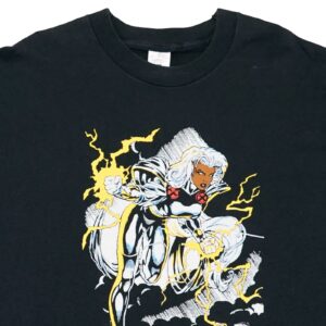Pánské černé vintage tričko značky Fruit of the Loom s krátkým rukávem a motivem Marvel Storm X-Men z roku 1996 Black Vintage T-Shirt