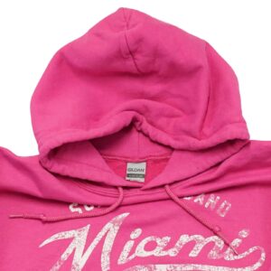 Miami Florida Pink Hoodie. Pánská růžová mikina s kapucí značky Gildan