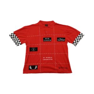 Michael Schumacher Red Polo Shirt. Pánské červené vintage polo tričko značky Michael Schumacher