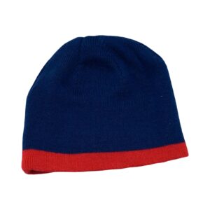 New England Patriots Beanie. Unisex modro červená zimní čepice s nášivkou loga amerického fotbalového NFL týmu New England Patriots