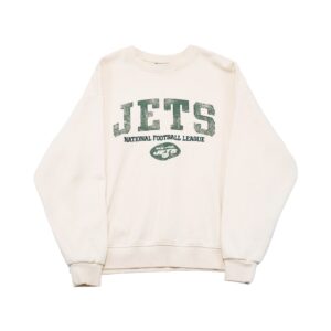 Pánský světle béžový crewneck s potiskem amerického fotbalového NFL týmu New York Jets.New York Jets Beige Crewneck