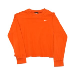 Dámské oranžové crop top tričko značky Nike s dlouhým rukávem.. Nike Orange Crewneck