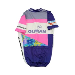 Pánský barevný vintage cyklistický dres značky Olpran s potiskem na přední i zadní straně.. Olpran Bike Jersey