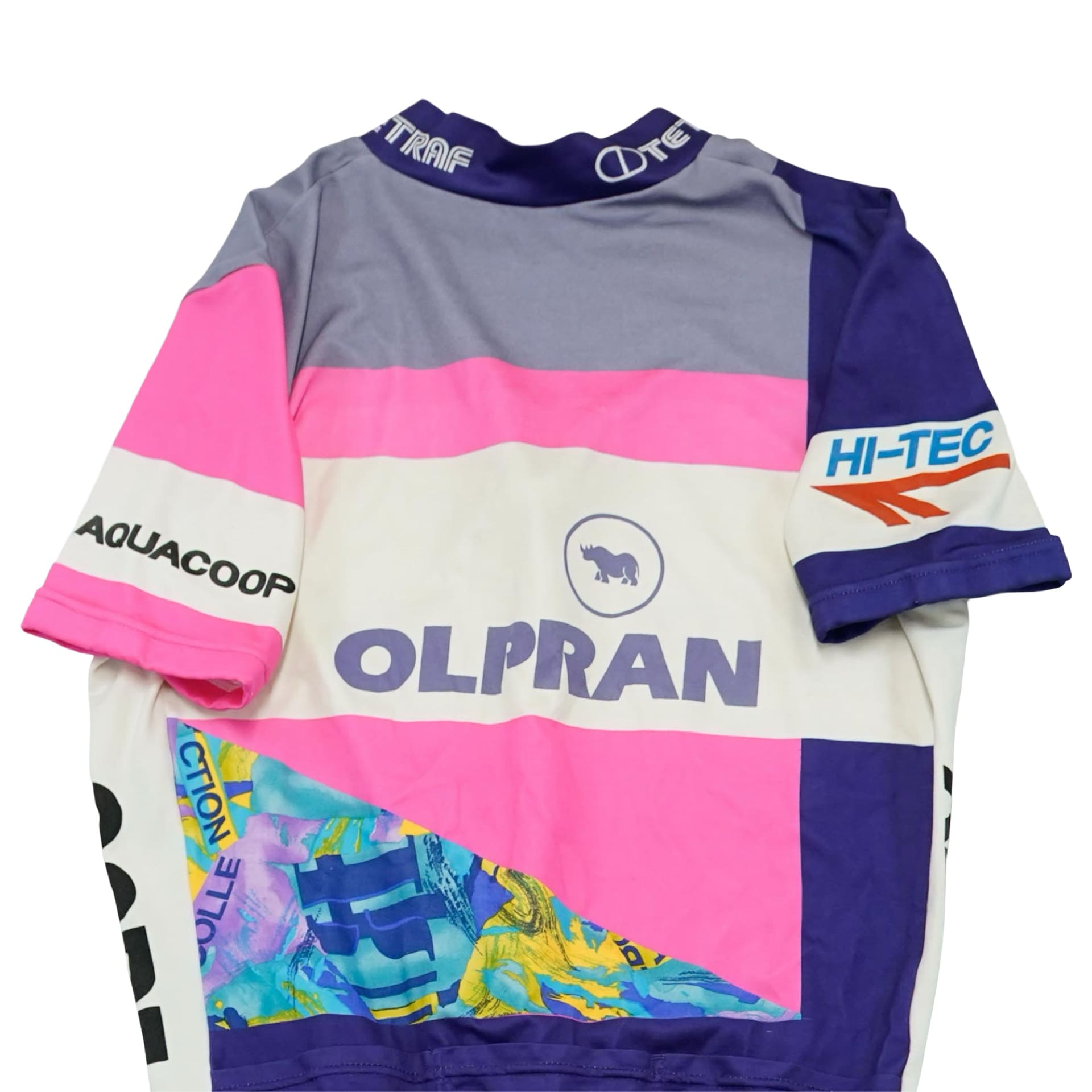 Pánský barevný vintage cyklistický dres značky Olpran s potiskem na přední i zadní straně.. Olpran Bike Jersey