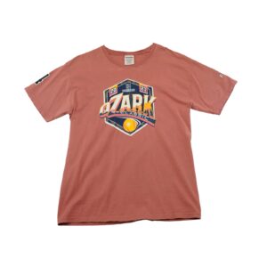 Pánské oranžově cihlové tričko značky Comfort Wash s krátkým rukávem a potiskem Ozark na přední straně.. Ozark Classic Orange T-Shirt