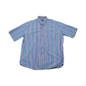 Pánská barevná pruhovaná vintage košile značky Paul & Shark s krátkým rukávem.. Paul & Shark Striped Shirt 1