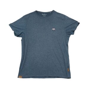 Pánské tmavě modré melírované tričko značky Pepe Jeans s krátkým rukávem a nášivkou loga.. Pepe Jeans Dark Blue T-Shirt