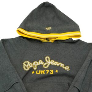 Pánská šedá mikina s kapucí značky Pepe Jeans s nášivkou loga na přední straně.. Pepe Jeans Grey Hoodie